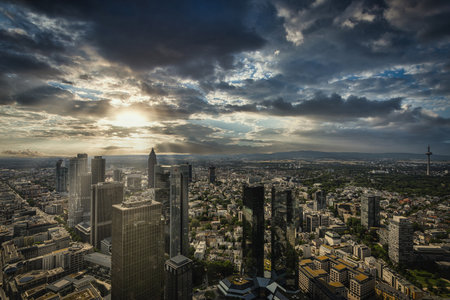 Frankfurt am Main, July 2019. Skyline panoramic view of the cityのeditorial素材