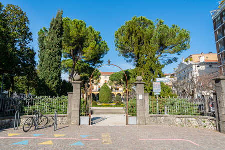 Udine, Italy. March 3, 2021. A panoramic view of Giacomo Matteotti square in the city centerのeditorial素材