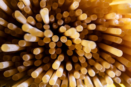 a close up view from the top of spaghettiの写真素材
