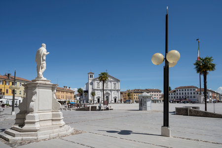 Palmanova, Italy. May 18, 2021. A panoramic view of Place grant in the town centerのeditorial素材
