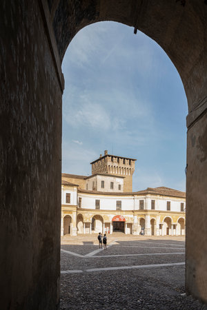 Mantua, Italy. July 13, 2021. view of the Piazza Castello in the city centerのeditorial素材