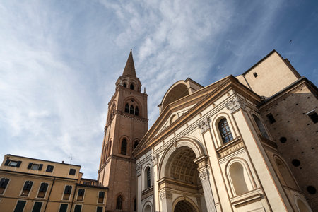 Mantua, Italy. July 13, 2021. The facade of St. Anrdew church in the city centerのeditorial素材