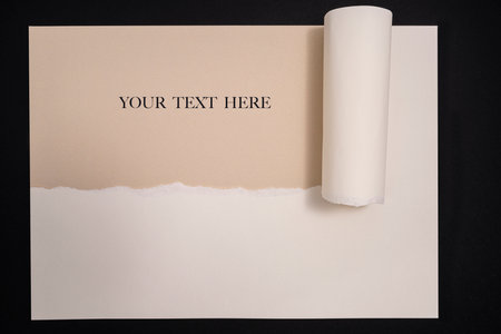a strip torn from a cardboard that leaves room for an inscriptionの写真素材