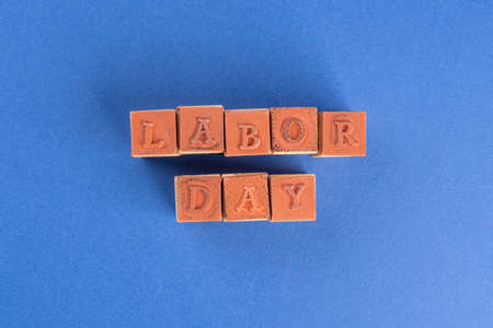 the phrase Labor day formed with some rubber stampsの写真素材