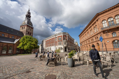 Riga, Latvia. 22 August 2021. exterior view of Riga Cathedral in the city center
