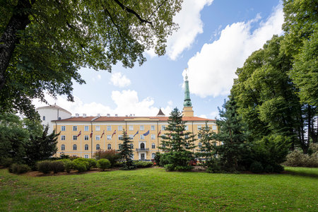 Riga, Latvia. 22 August 2021. exterior view of Riga Castle, residence of the president of Latvia in the city centerのeditorial素材