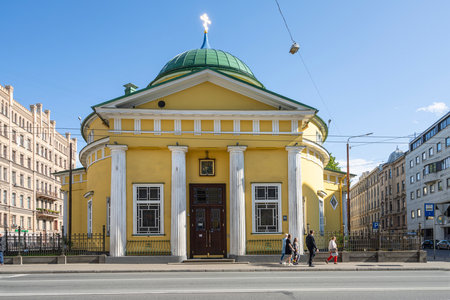 Riga, Latvia. August 2021. The outdoor view of the St. Alexander Nevsky Church in the city centerのeditorial素材