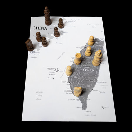 some chess pieces in the dispute between China and Taiwanのeditorial素材