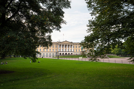 Oslo, Norway. September 2021. the panoramic view of the The Royal Palace in the city centerのeditorial素材