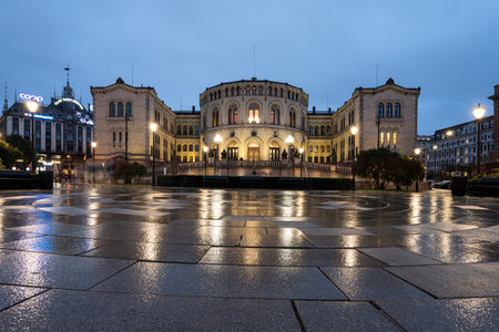Oslo, Norway. September 2021. the Norwegian parliament building in the city centerのeditorial素材
