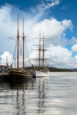 Oslo, Norway. September 2021. of the old vessels moored in the port of the city