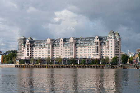 Oslo, Norway. September 2021. the view of the classical buildings in front of the sea in the city centerのeditorial素材