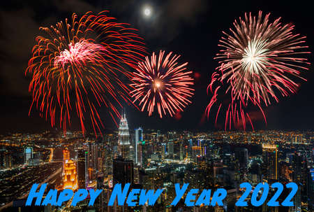 the fireworks during New Year's eve 2022 in Kuala Lumpur, Malaysia