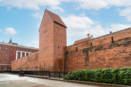 Riga, Latvia. August 2021. panoramic view of the ancient city walls in the city centerのeditorial素材