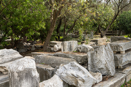 Athens, Greece. November 2021. some finds in the archaeological park of the ancient Agora in the city centerのeditorial素材