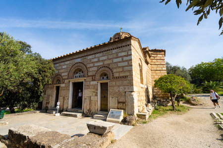 Athens, Greece. November 2021. view of the church of the holy apostles inside the archaeological site of the ancient Agora, in the city centerのeditorial素材