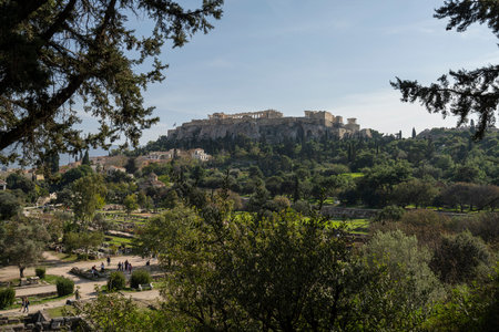Athens, Greece. November 2021. view of the temple of Hephaestus in the archaeological site of the ancient Agora, in the city centerのeditorial素材