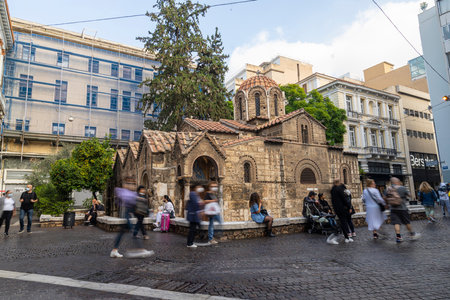 Athens, Greece. November 2021. exterior view of the Kapnikarea church in the city centerのeditorial素材
