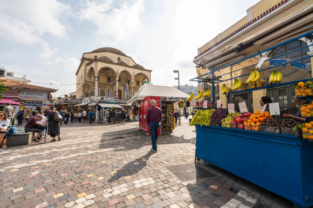 Athens, Greece. November 2021. Exterior view of the Tzisdarakis Mosque in Monastiraki Squareのeditorial素材