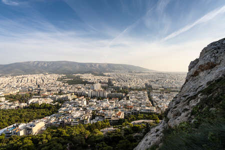 Athens, Greece. November 2021. aerial view of the city from the Lycabettus hill.の写真素材