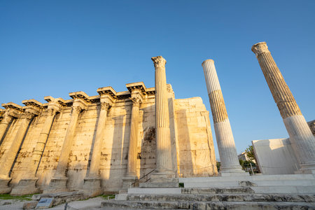 Athens, Greece. November 2021. the colonnade of the Hadrian's Library archaeological site in the city centerのeditorial素材