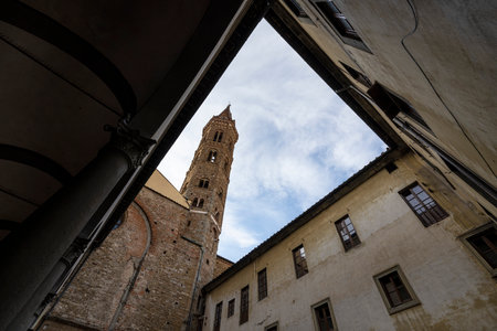 Florence, Italy. January 2022. Badia Fiorentina monastery is an historic and art-rich abbey with two-story cloister and evening vespers sung by resident nuns and monks.のeditorial素材