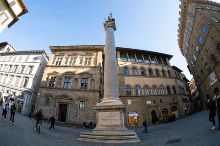 Florence, Italy. January 2022. panoramic view of the Holy Trinity square in the city centerのeditorial素材