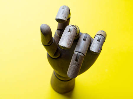 detail of a wooden hand