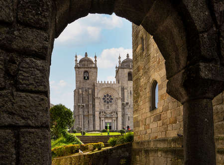Porto, Portugal. March 2022. view of Porto Cathedral, an impressive 12th century religious site in the city centerのeditorial素材