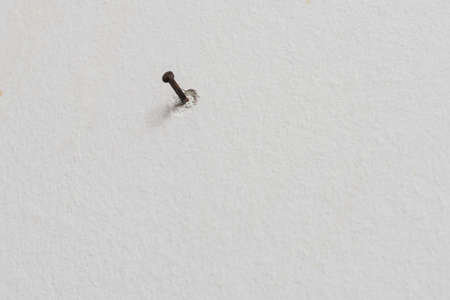 detail of a nail driven into the wallの写真素材