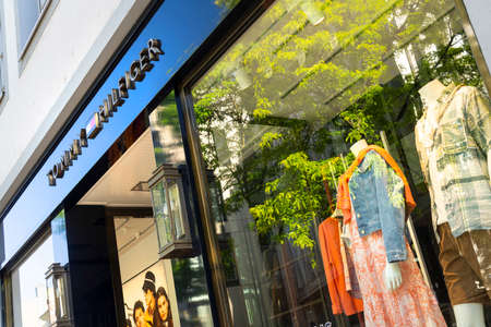 Luxembourg city, May 2022. The sign outdoor of the Tommy Hilfiger brand shop in the city center