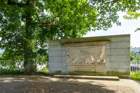 Luxembourg city, May 2022. the Goethe plaque - Historical landmark in the city centerのeditorial素材