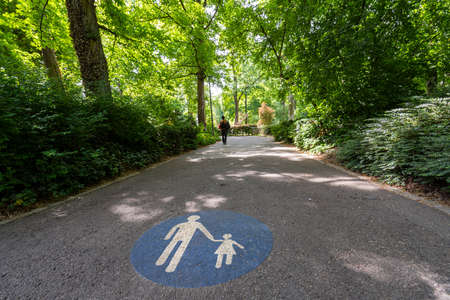 Luxembourg city, May 2022. pedestrian path in the Edith Klein park ibn the city centerのeditorial素材