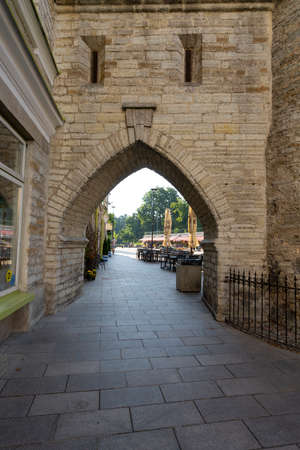 Tallinn, estonia. July 2022. panoramic view of the ancient Viru city gate in the city centerのeditorial素材