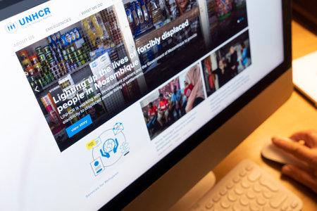 view of UNHCR, the United Nations High Commissioner for Refugees web pageのeditorial素材