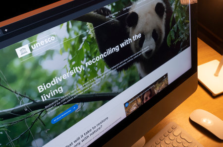 View of UNICEF, the United Nations Educational, Scientific and Cultural Organization web pageのeditorial素材