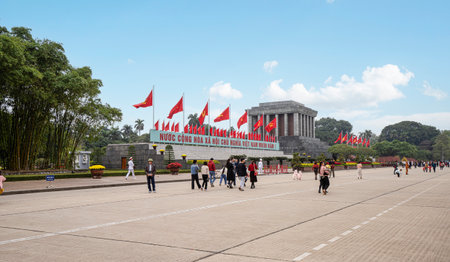 Hanoi, Vietnam, January 2023. panoramic view of the Ho Chi Minh mausoleum in the city centerのeditorial素材