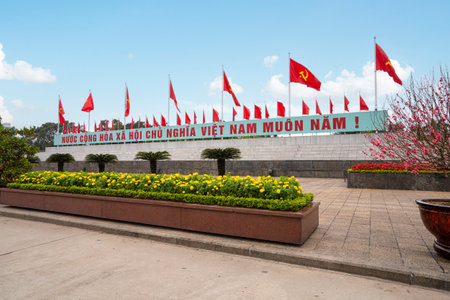 Hanoi, Vietnam, January 2023. panoramic view of the Ho Chi Minh mausoleum in the city centerのeditorial素材