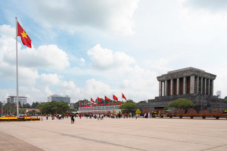 Hanoi, Vietnam, January 2023. panoramic view of the Ho Chi Minh mausoleum in the city centerのeditorial素材