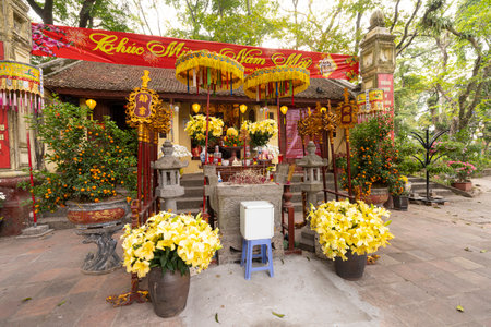 Hanoi, Vietnam, January 2023. Den Nui Sua Buddhist temple inside the Hanoi Botanical Gardenのeditorial素材