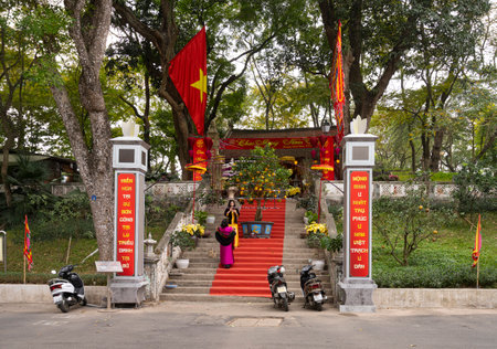 Hanoi, Vietnam, January 2023. Den Nui Sua Buddhist temple inside the Hanoi Botanical Gardenのeditorial素材
