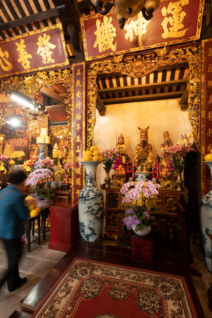 Hanoi, Vietnam, January 2023. view of the Chua Dien Huu Taoist temple in the city centerのeditorial素材