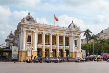 Hanoi, Vietnam, January 2023. Hanoi Opera House. Sumptuous 1911 theater that hosts classical music concerts, dance performances and opera.のeditorial素材