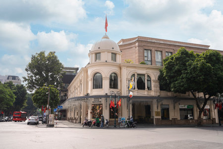 Hanoi, Vietnam, January 2023. the headquarters building of the Hanoi Stock Exchange in the center of the cityのeditorial素材