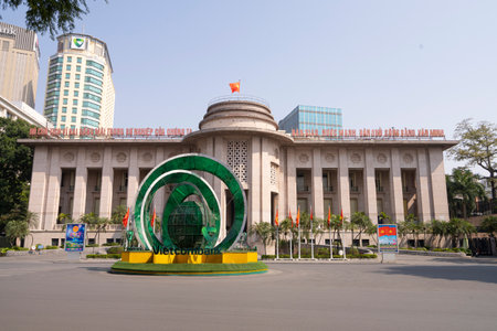 Hanoi, Vietnam, January 2023. exterior view of the State Bank of Vietnam building in the city centerのeditorial素材