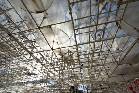 Tirana, Albania. March 2023. Reja (the Cloud) is a modern art installation designed by the Japanese architect: Sou Fujimoto. The âCloudâ pavilion, which originally was commissioned in 2013 for Hans Ulrich Obrist's Serpentine Gallery in London, was traのeditorial素材