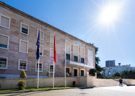 Tirana, Albania. March 2023. Prime Minister's office building in the city centerのeditorial素材
