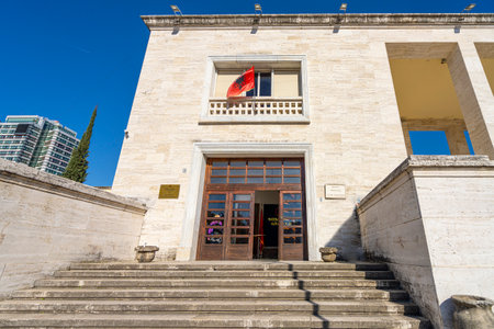 Tirana, Albania. March 2023. exterior view of the National Archaeological Museum in the city centerのeditorial素材