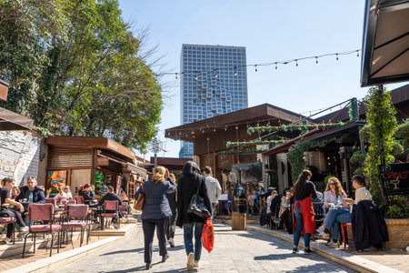 Tirana, Albania. March 2023. the shops, bars and restaurants in the Tirana castle in the city centreのeditorial素材