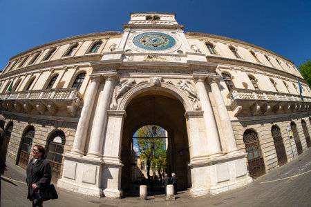 Padua, Italy. April 2023. Fish eye view of the square of the lords in the city centerのeditorial素材